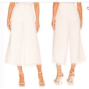 Something Navy Tweed Frayed Wide Leg Pants Ivory Coastal Bridal Chic Casual 2